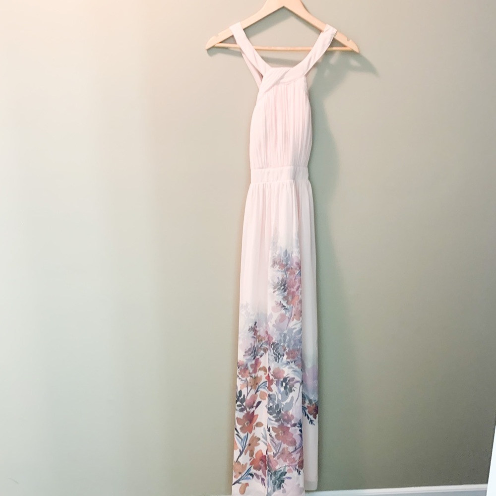 Little Mistress Light Dusty Pink Floral Maxi Dress